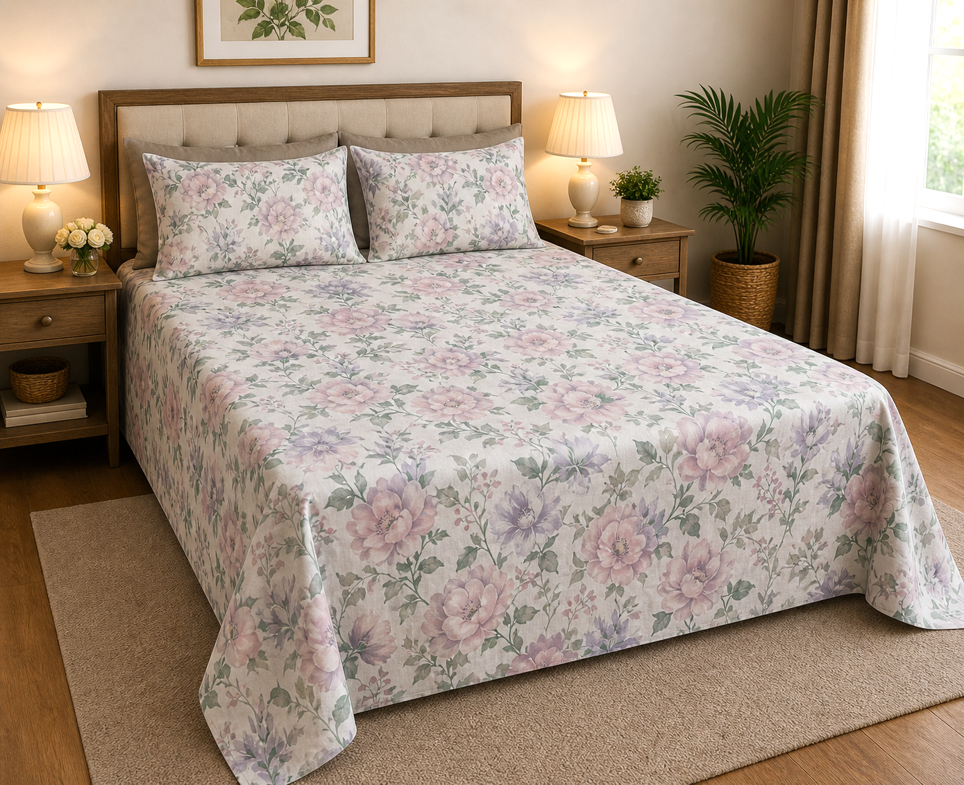 pure cotton queen size bedsheet with 2 pillow covers pure cotton queen size bedsheet with 2 pillow covers