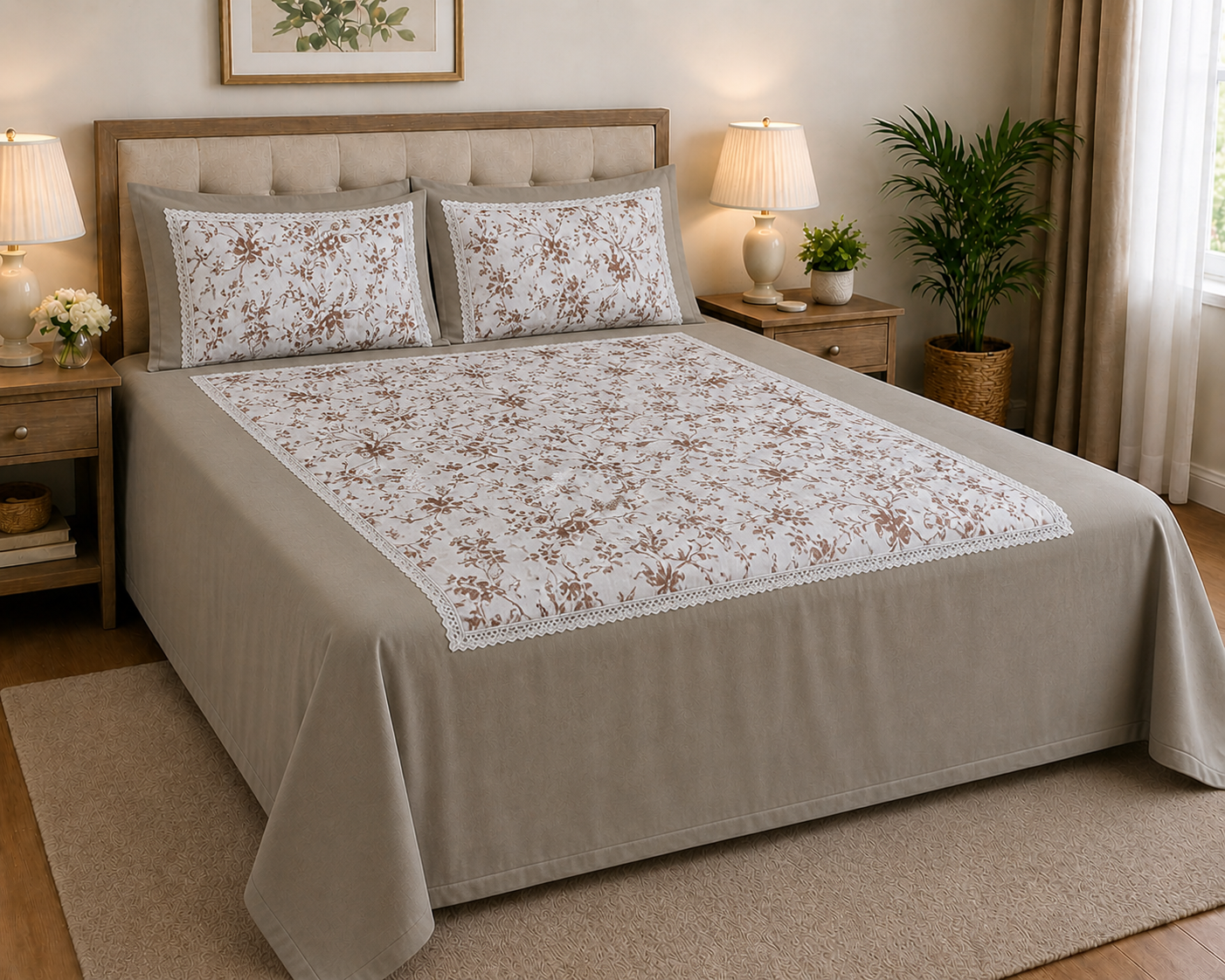 pure cotton king size lace boarder bedsheet with 2 pillow covers pure cotton king size lace boarder bedsheet with 2 pillow covers